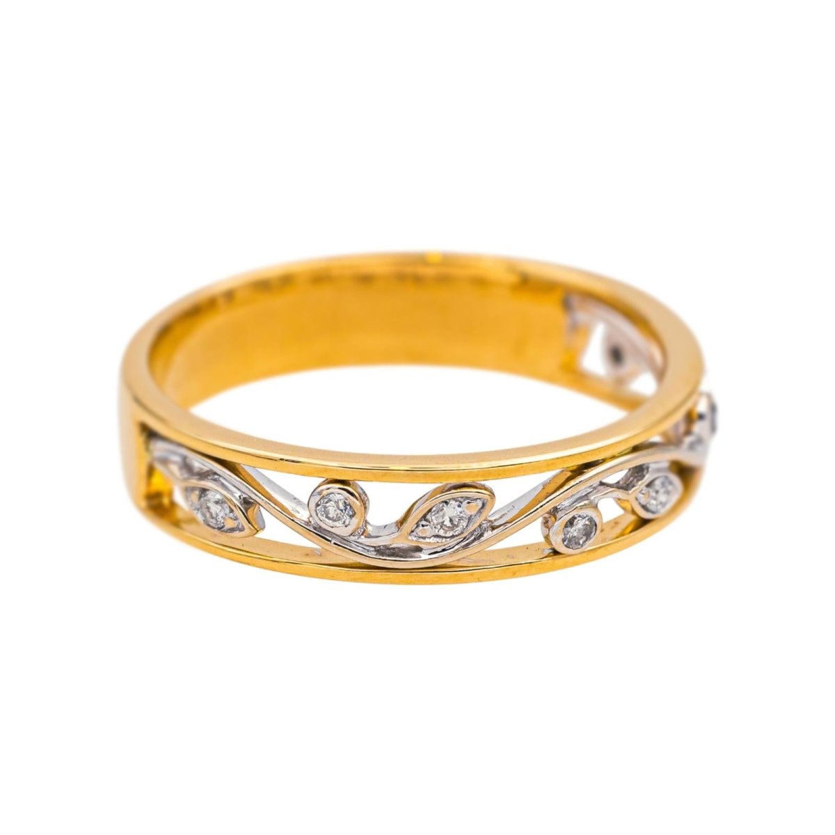 Bague Alliance en or jaune, or blanc et diamants - Castafiore