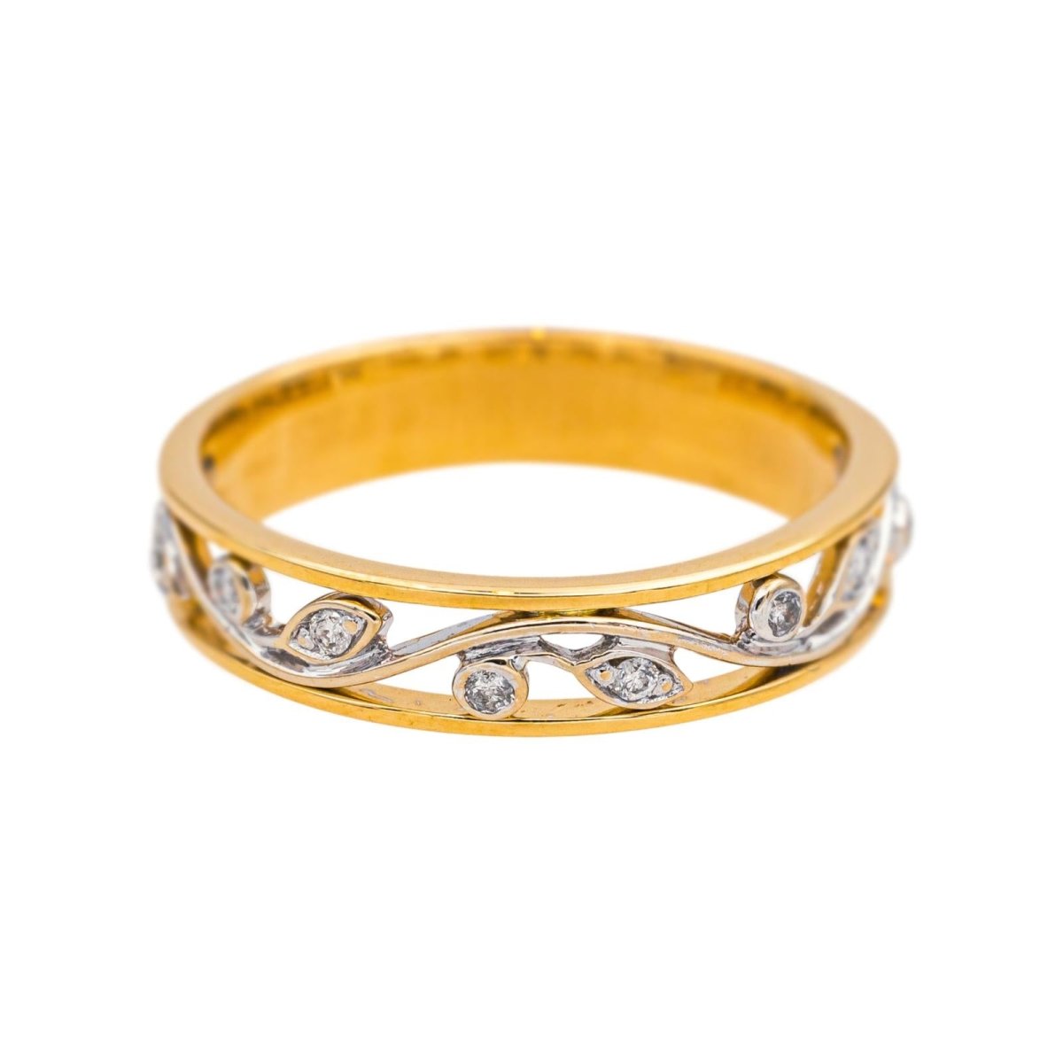 Bague Alliance en or jaune, or blanc et diamants - Castafiore