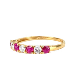 Bague Alliance en or jaune, rubis et diamants - Castafiore