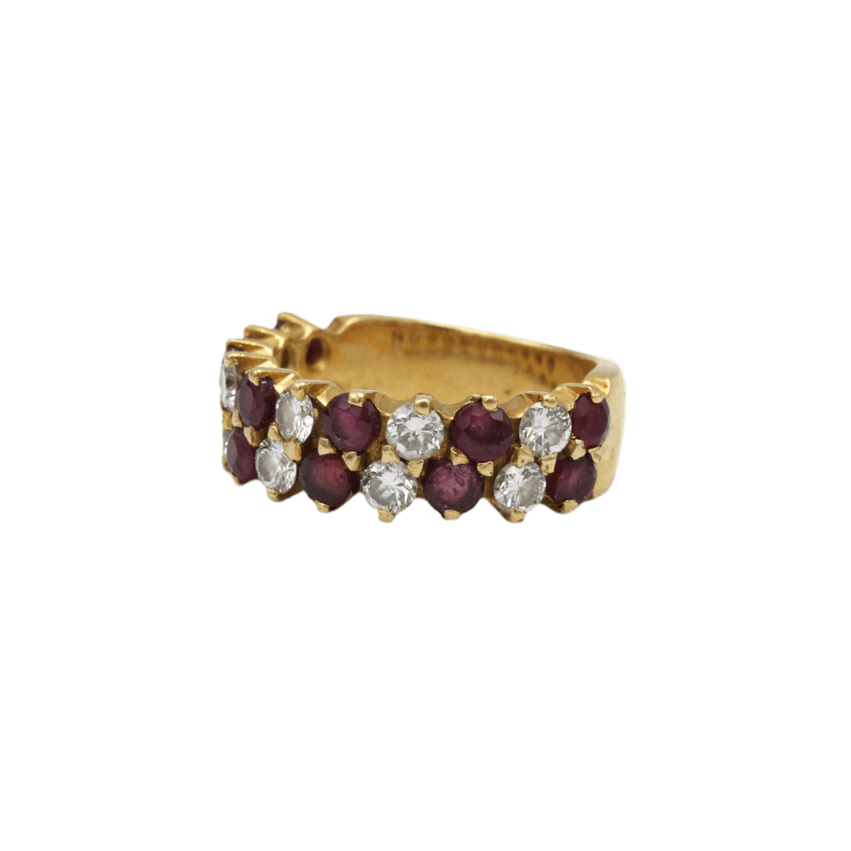 Bague Alliance en or jaune, rubis et diamants - Castafiore