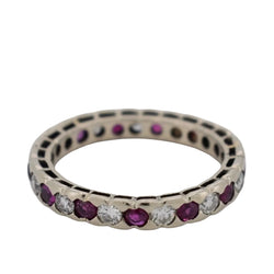 Bague Alliance en or jaune, rubis et diamants