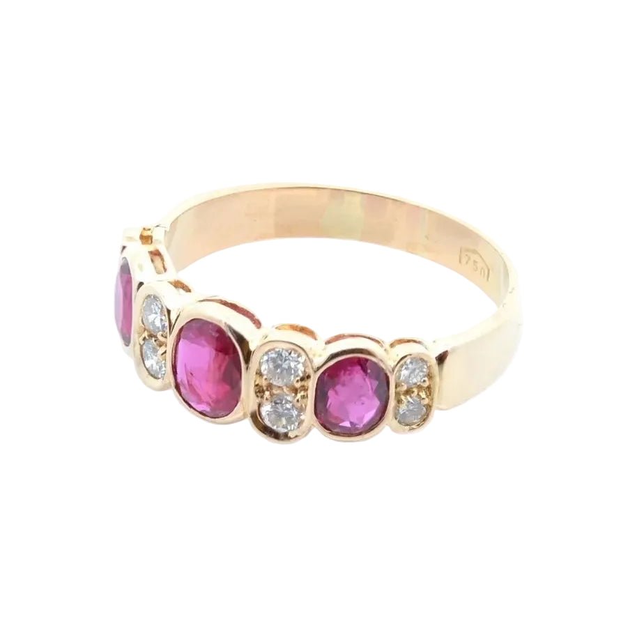 Bague Alliance en or jaune, rubis et diamants - Castafiore