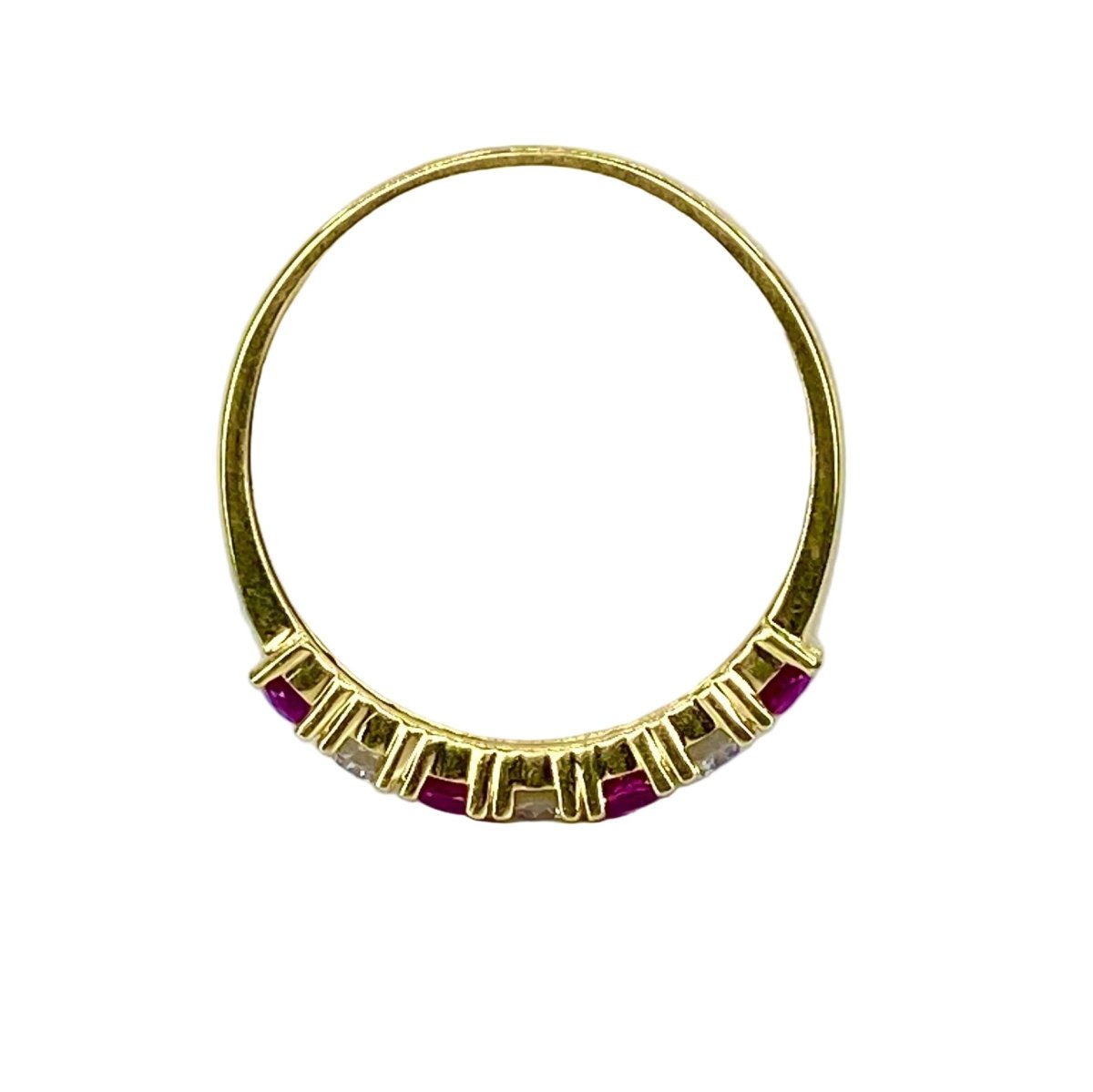 Bague Alliance en or jaune, rubis et diamants - Castafiore