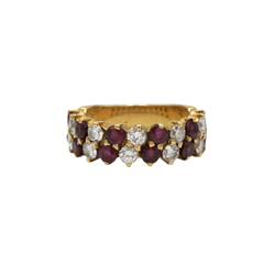 Bague Alliance en or jaune, rubis et diamants - Castafiore