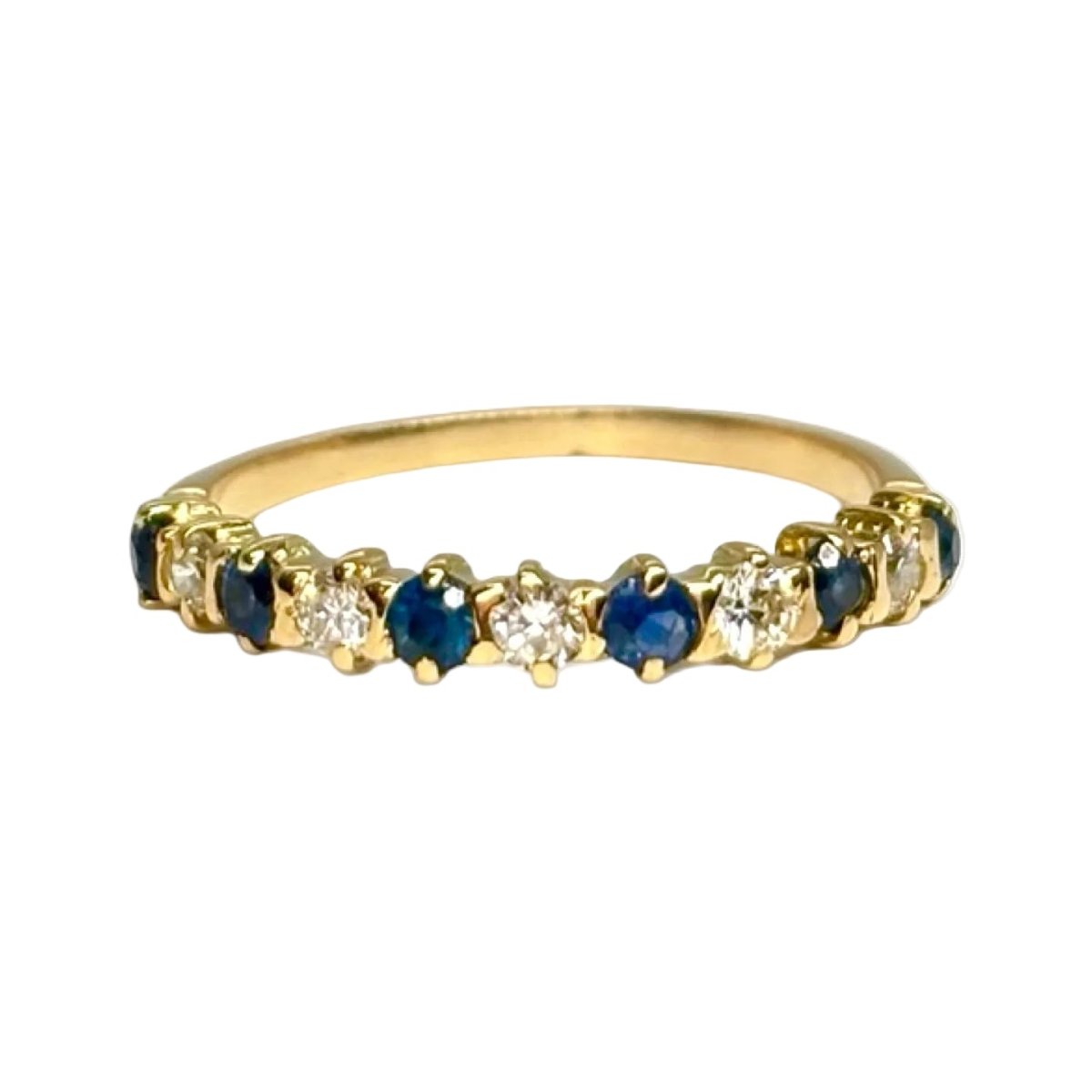 Bague Alliance en or jaune, saphirs et diamants - Castafiore