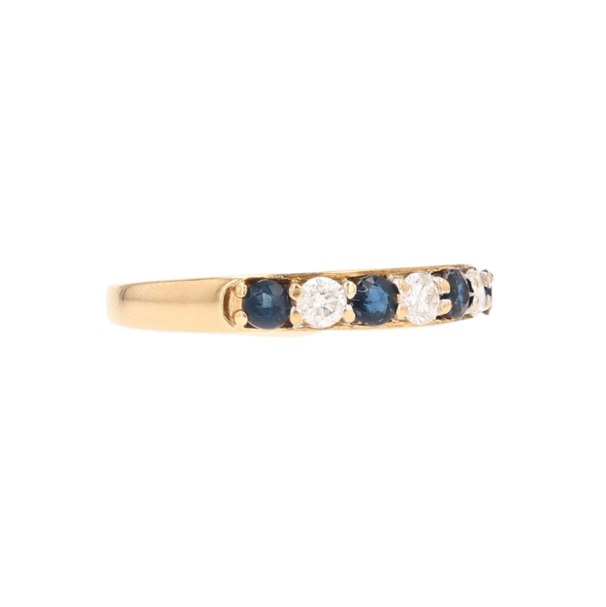 Bague Alliance en or jaune, saphirs et diamants - Castafiore