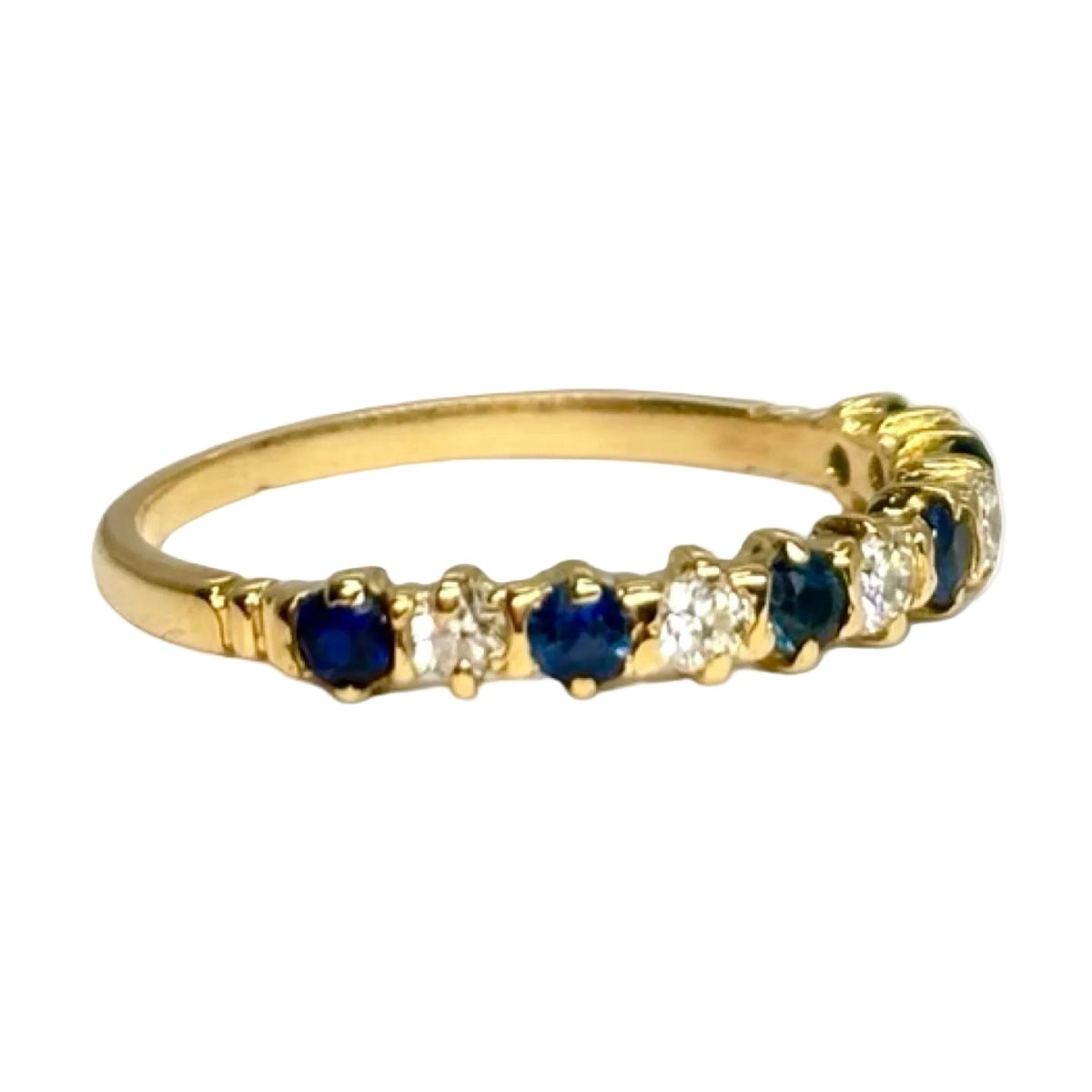 Bague Alliance en or jaune, saphirs et diamants - Castafiore