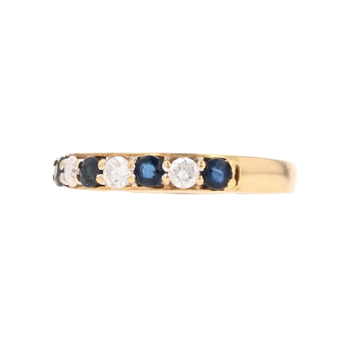 Half sapphire wedding band diamonds