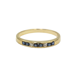 Bague Alliance en or jaune, saphirs et diamants - Castafiore