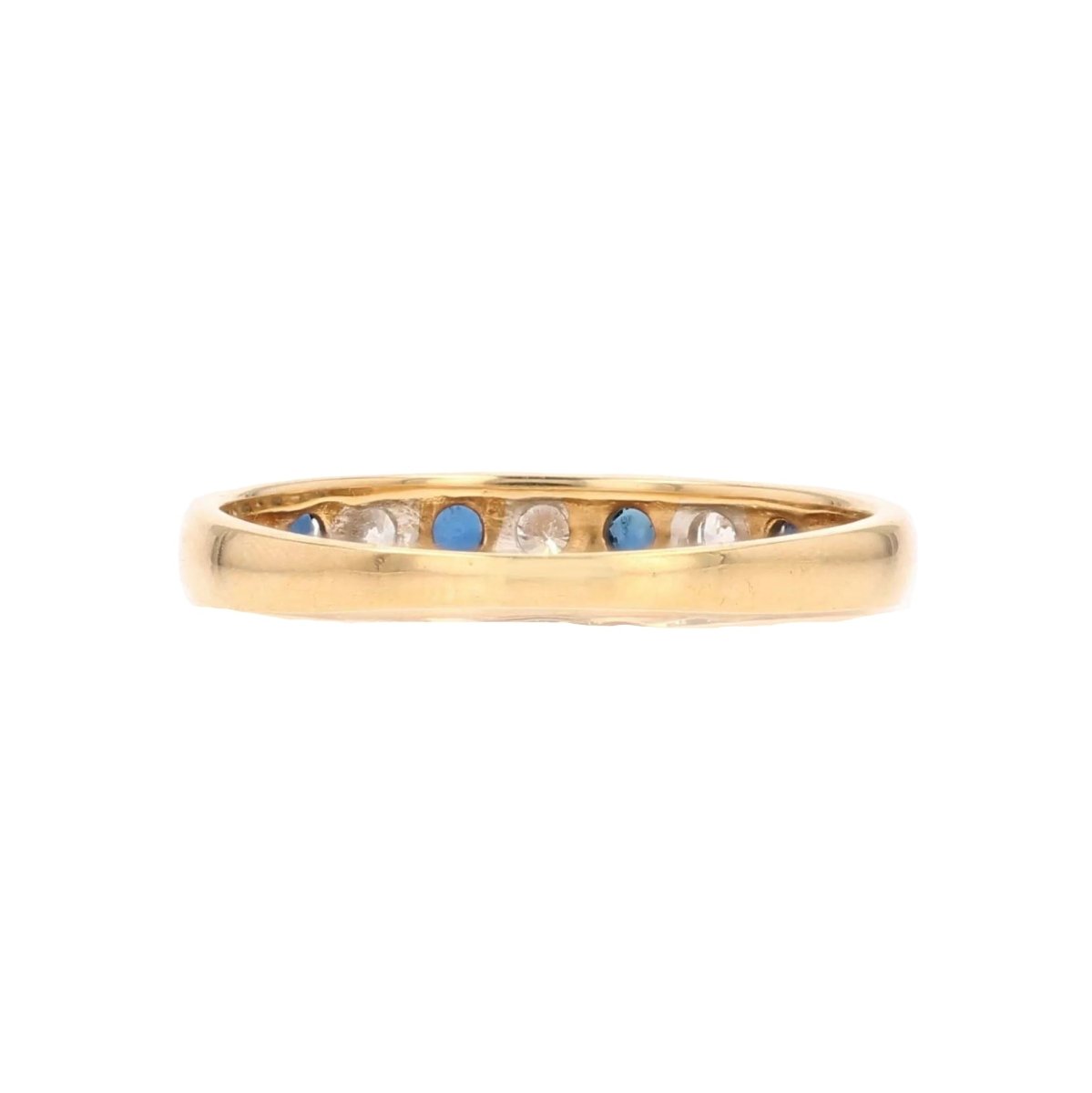Half sapphire wedding band diamonds