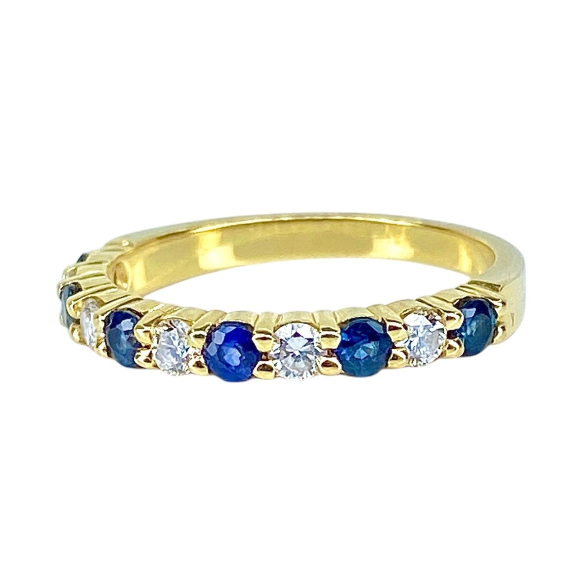 Bague Alliance en or jaune, saphirs et diamants - Castafiore