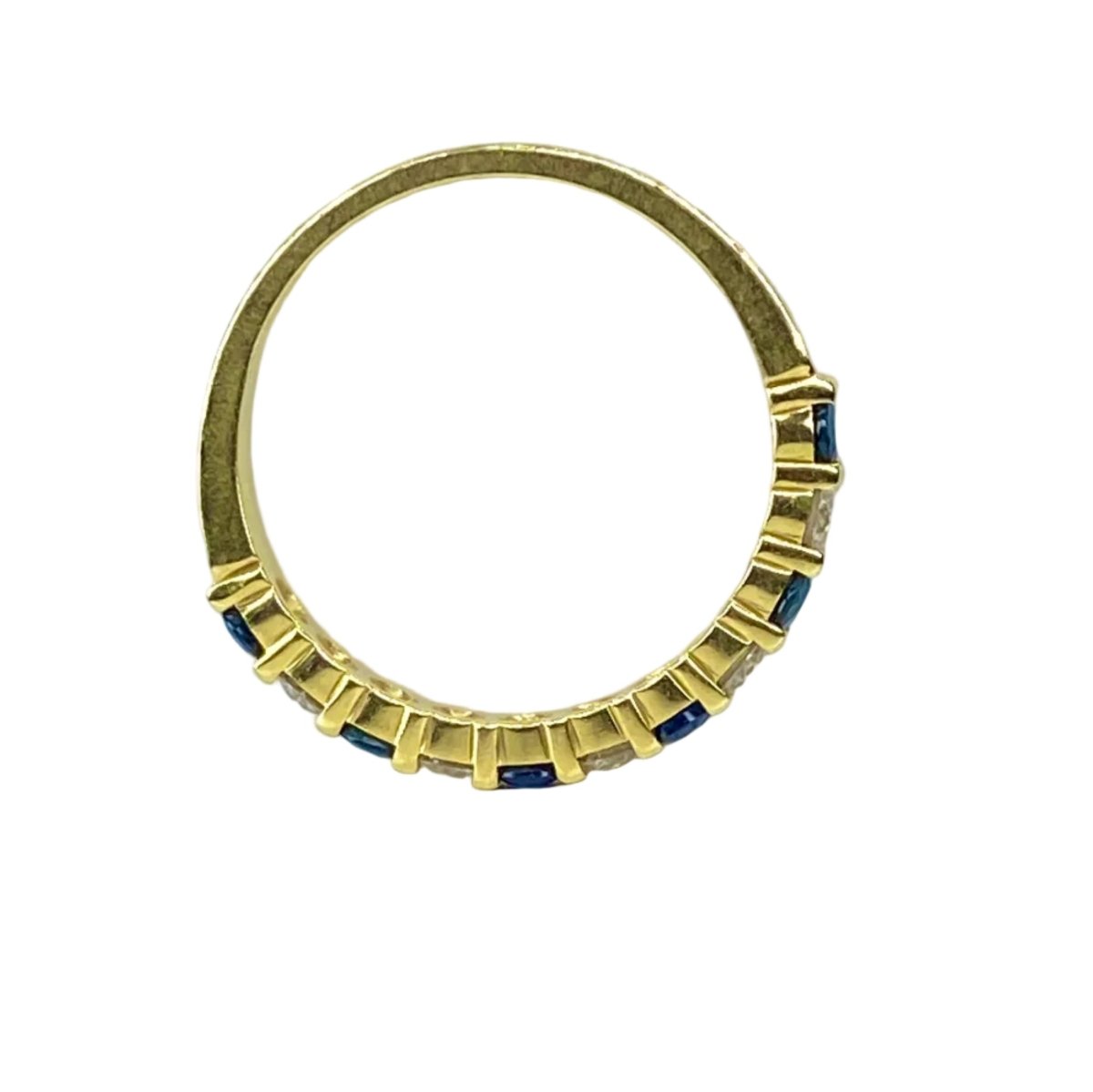 Bague Alliance en or jaune, saphirs et diamants - Castafiore