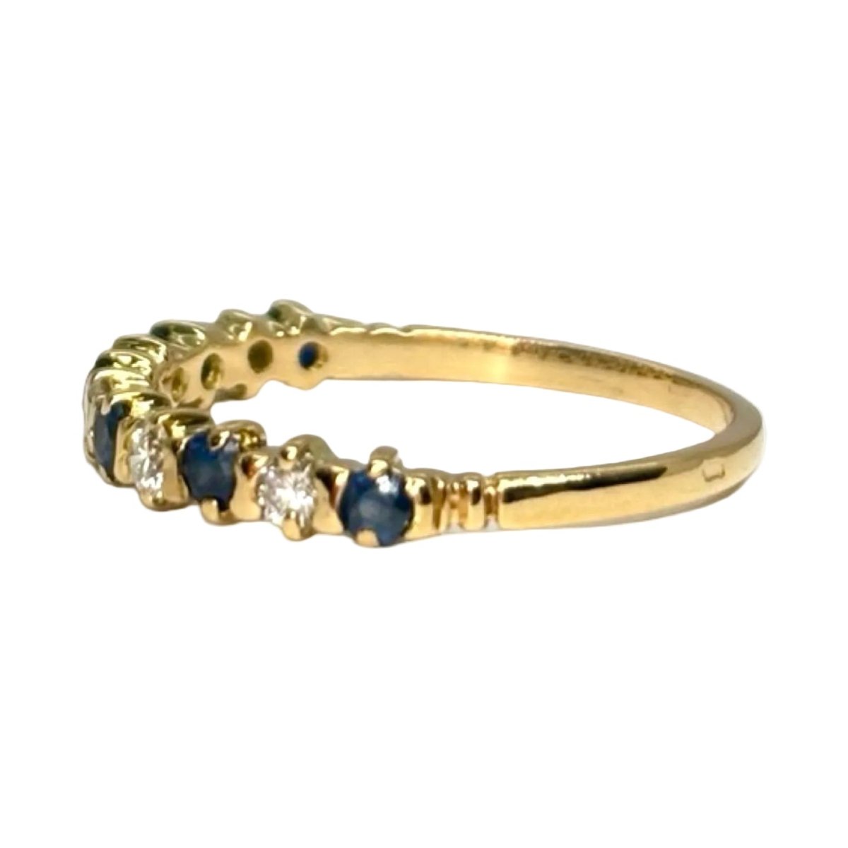 Bague Alliance en or jaune, saphirs et diamants - Castafiore
