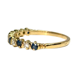 Bague Alliance en or jaune, saphirs et diamants - Castafiore