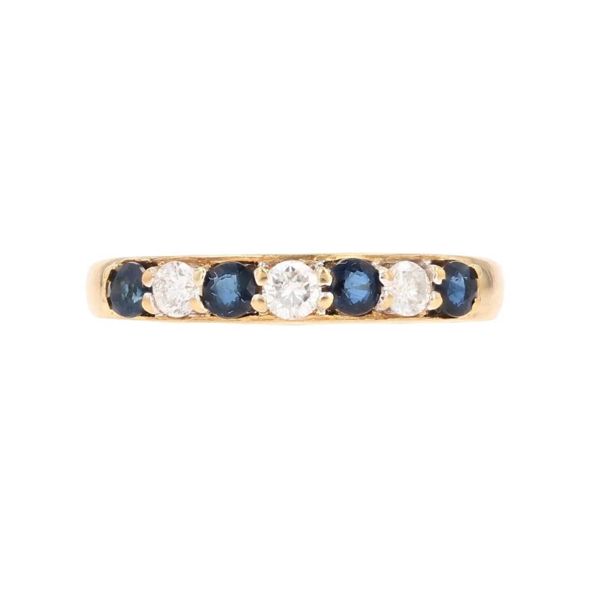 Half sapphire wedding band diamonds