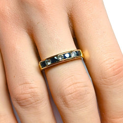 Bague Alliance en or jaune, saphirs et diamants - Castafiore