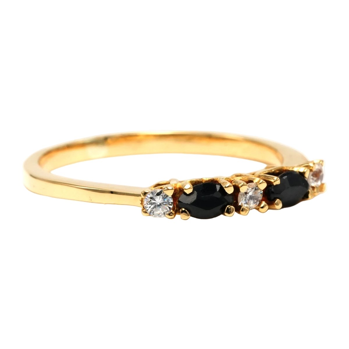 Bague Alliance en or jaune, saphirs et diamants - Castafiore