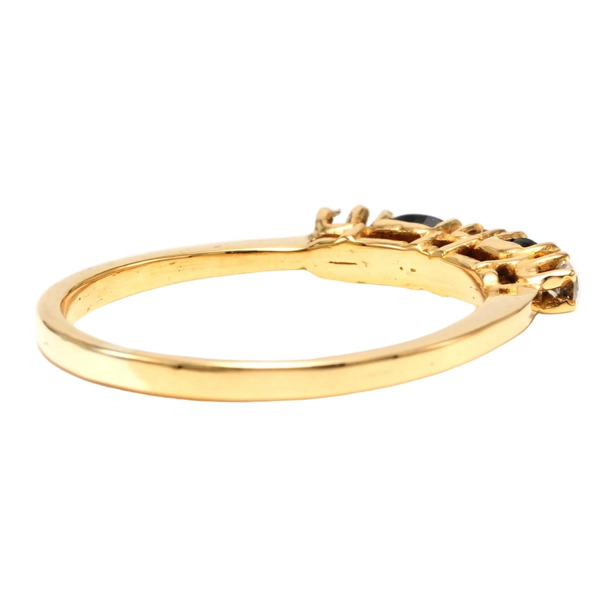 Bague Alliance en or jaune, saphirs et diamants - Castafiore