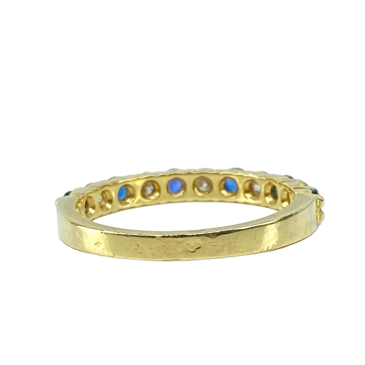 Bague Alliance en or jaune, saphirs et diamants - Castafiore