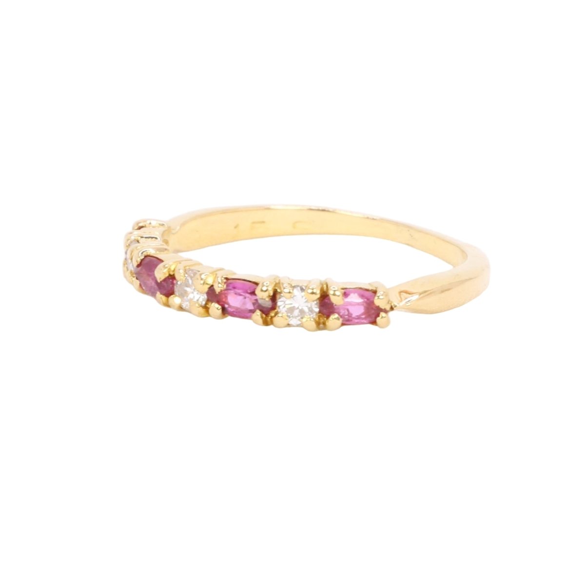 Bague Alliance en or jaune, tourmalines et diamants - Castafiore