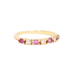 Bague Alliance en or jaune, tourmalines et diamants - Castafiore