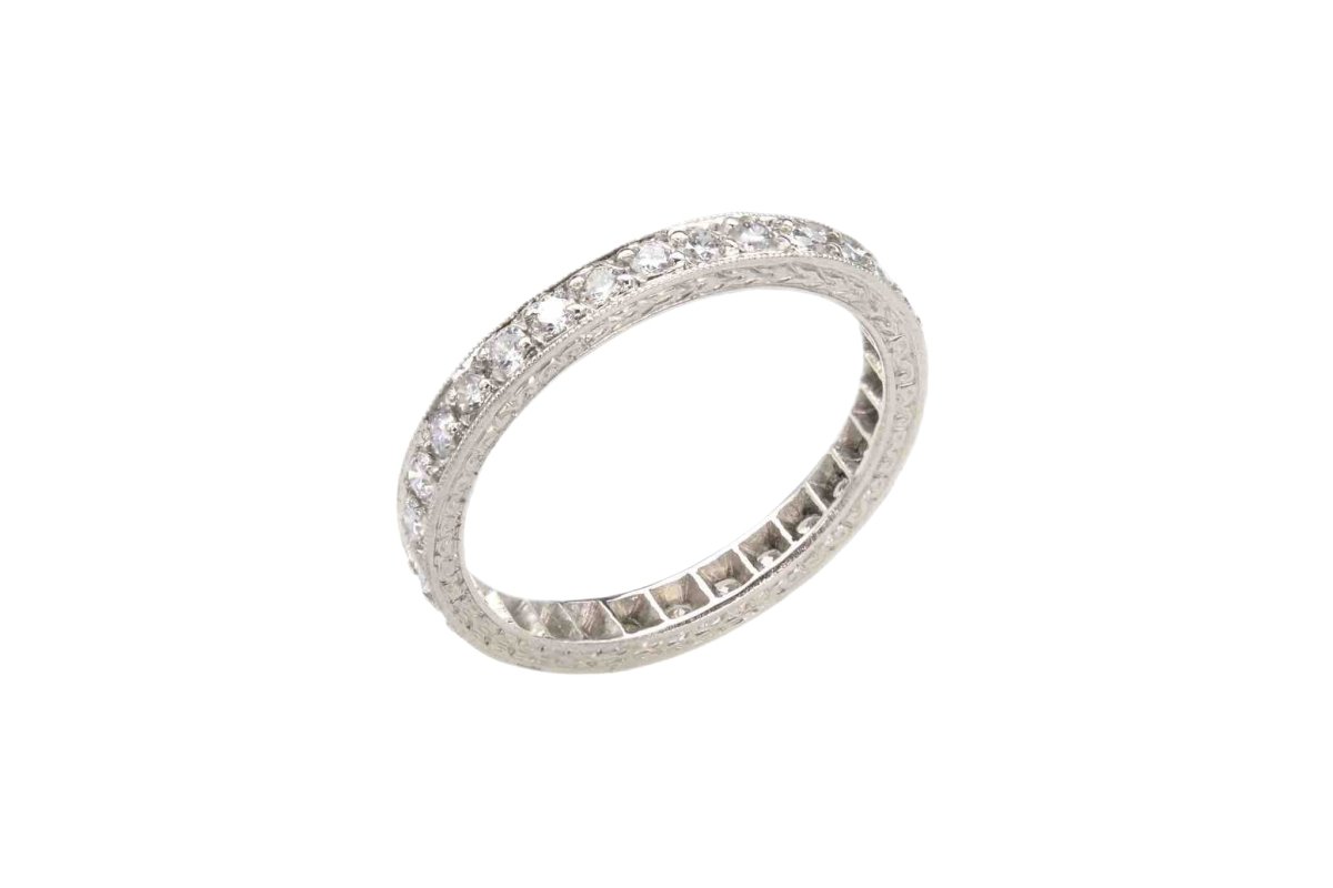 Bague Alliance en platine et diamants - Castafiore