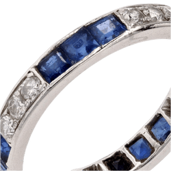 Bague Alliance en platine, saphirs et diamants - Castafiore