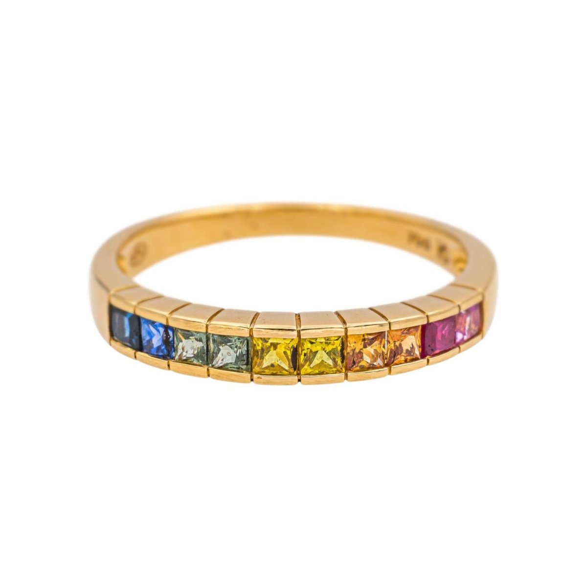 Bague Alliance GRINGOIRE "Rainbow" en or jaune et saphirs - Castafiore
