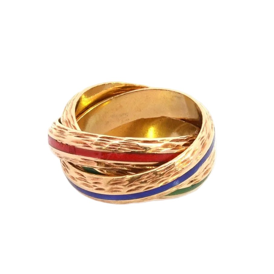 Bague Alliance HERMÉS "Trinity" en or jaune et émail - Castafiore
