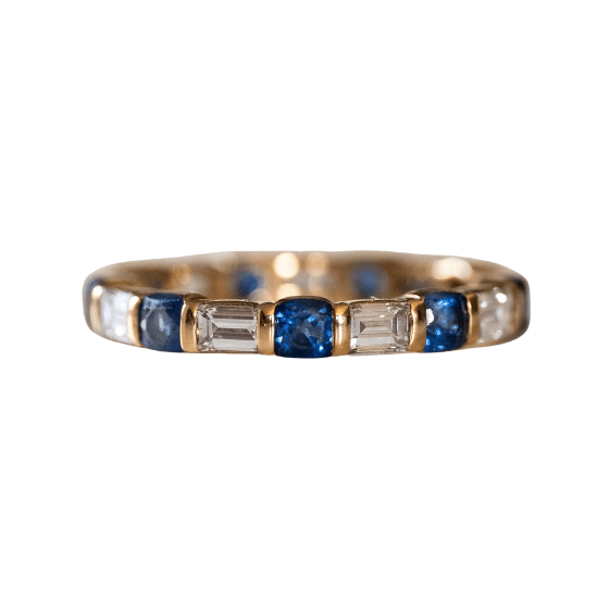 Bague Alliance MAUBOUSSIN en or jaune, saphirs et diamants - Castafiore