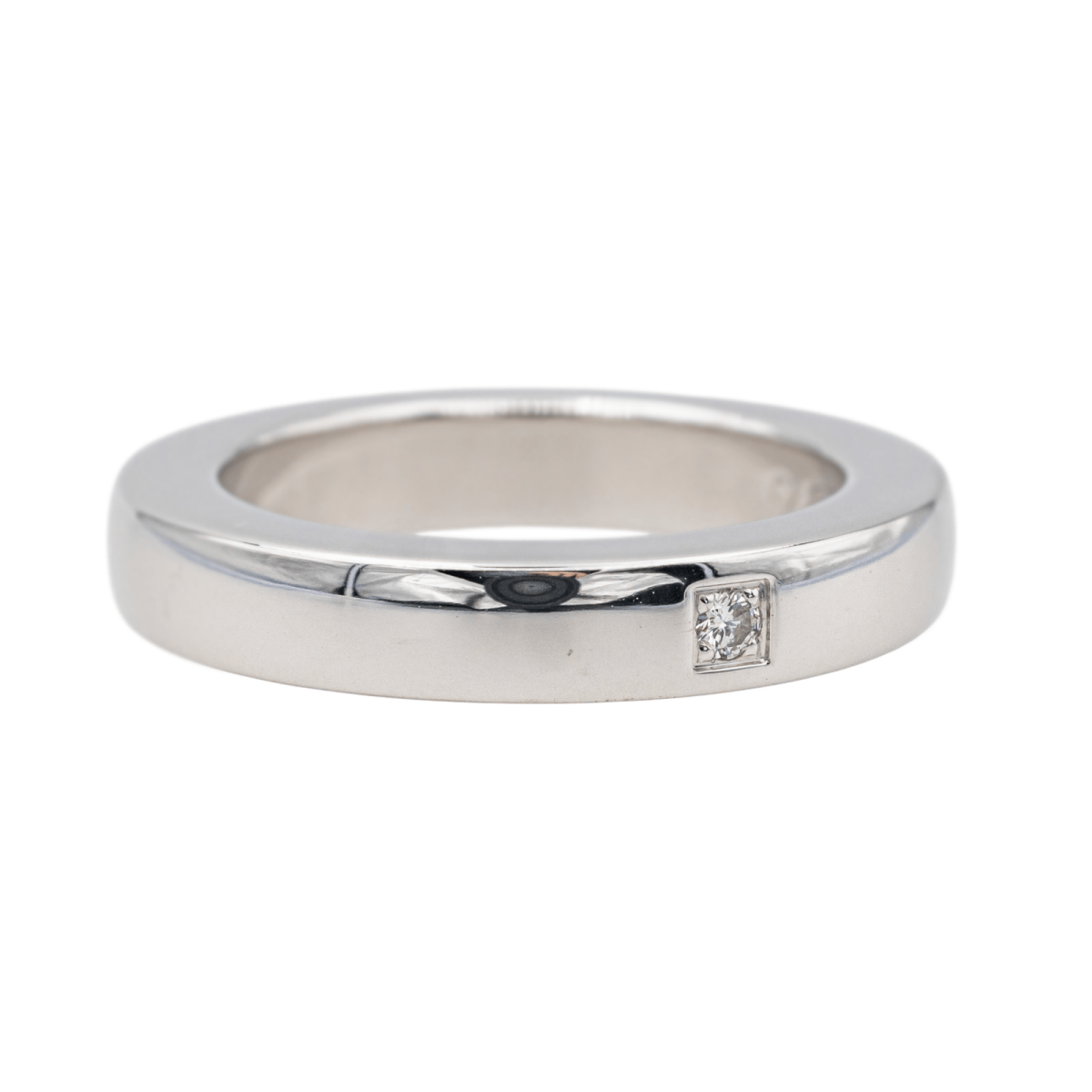 Bague Alliance OMEGA "Ruban confort" en or blanc et diamant - Castafiore