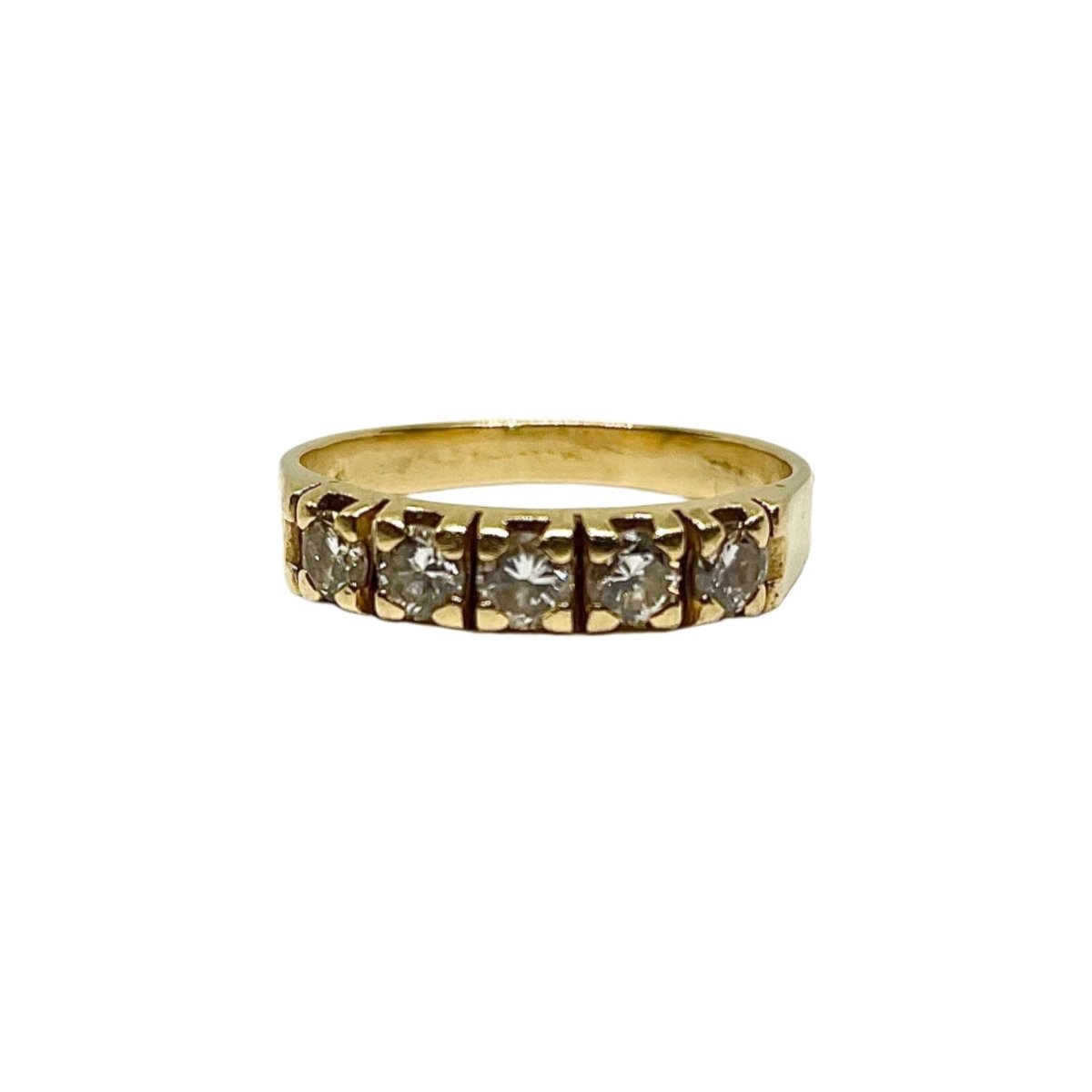 Bague Alliance or jaune et 5 diamants - Castafiore