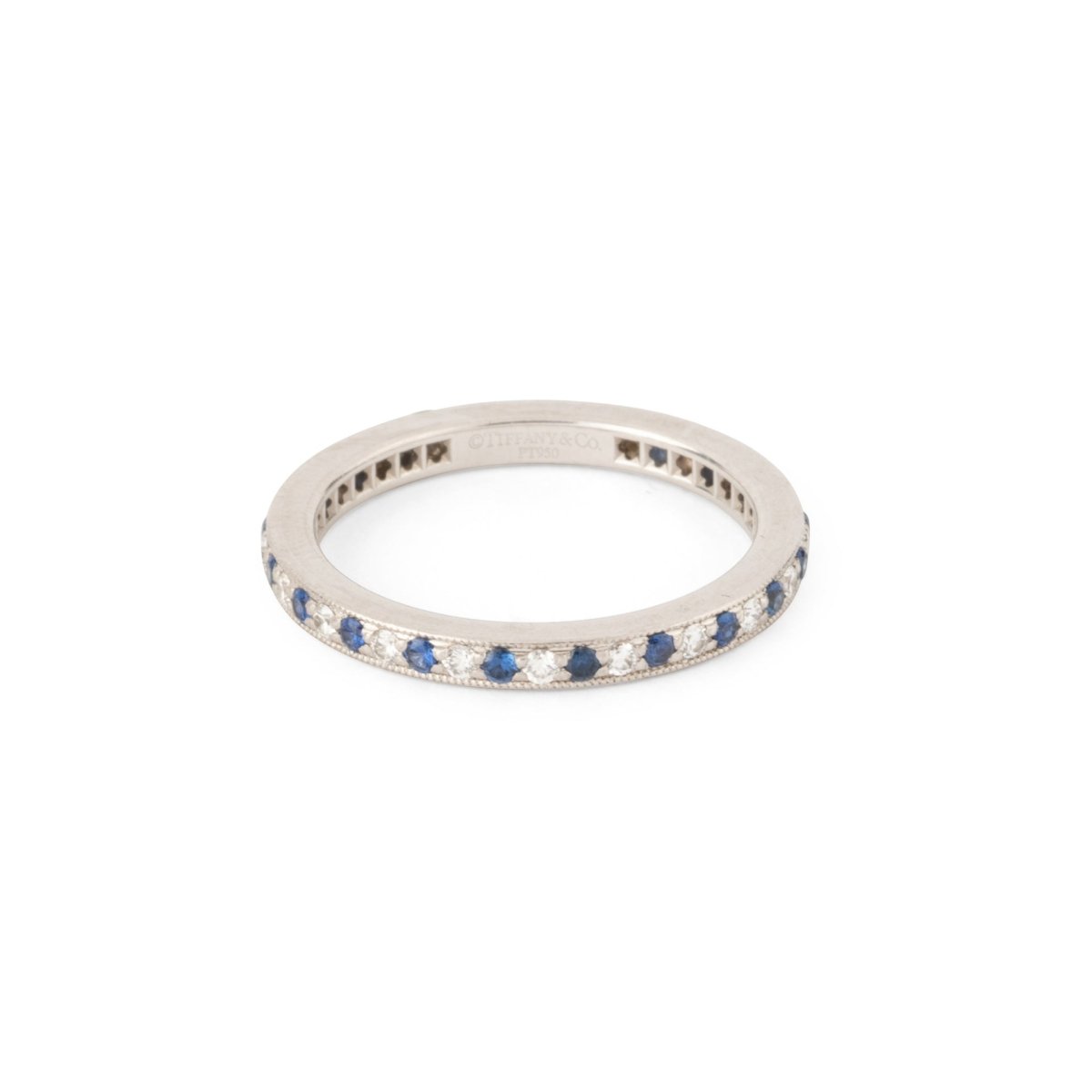 Bague Alliance TIFFANY & CO en platine, saphirs et diamants - Castafiore