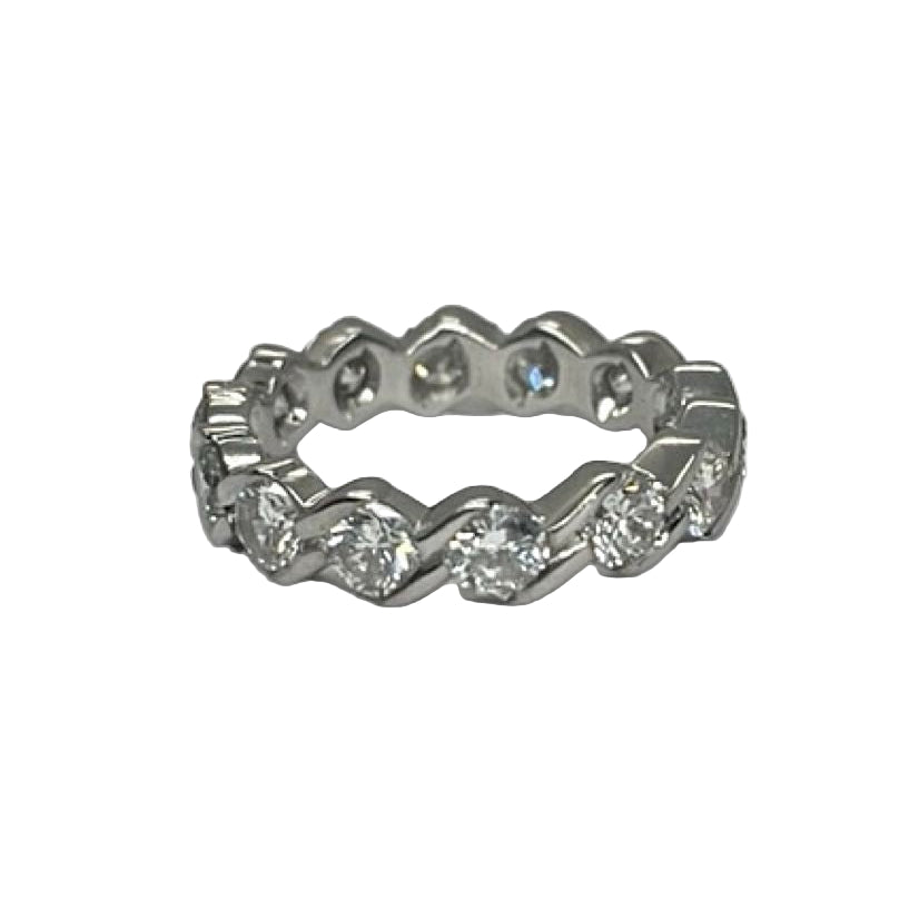 Bague Alliance tour complet en or blanc et diamants - Castafiore