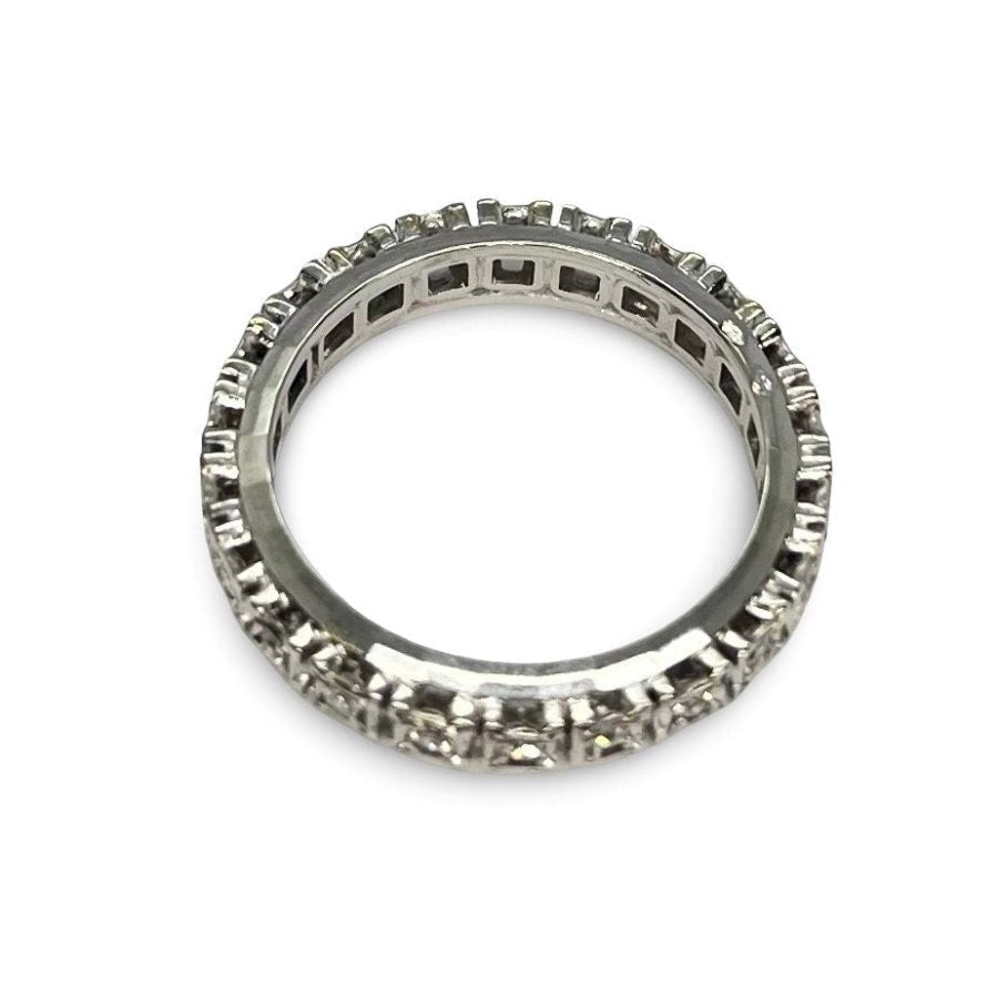 Bague Alliance tour complet en or blanc et diamants - Castafiore