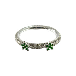 Bague Alliance tour complet en or blanc grenats verts et diamants - Castafiore