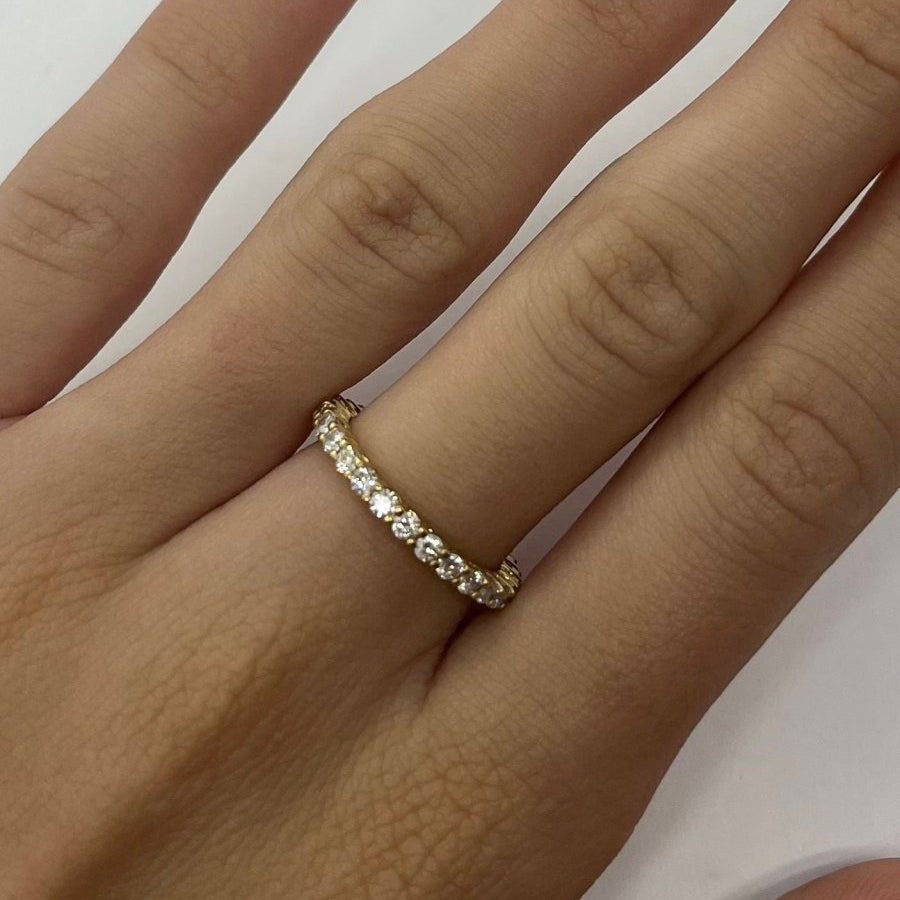 Bague Alliance tour complet en or jaune et diamants - Castafiore