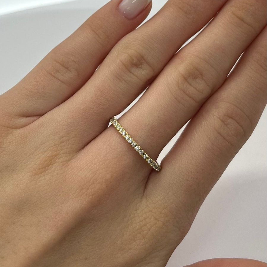 Bague Alliance tour complet en or jaune et diamants - Castafiore