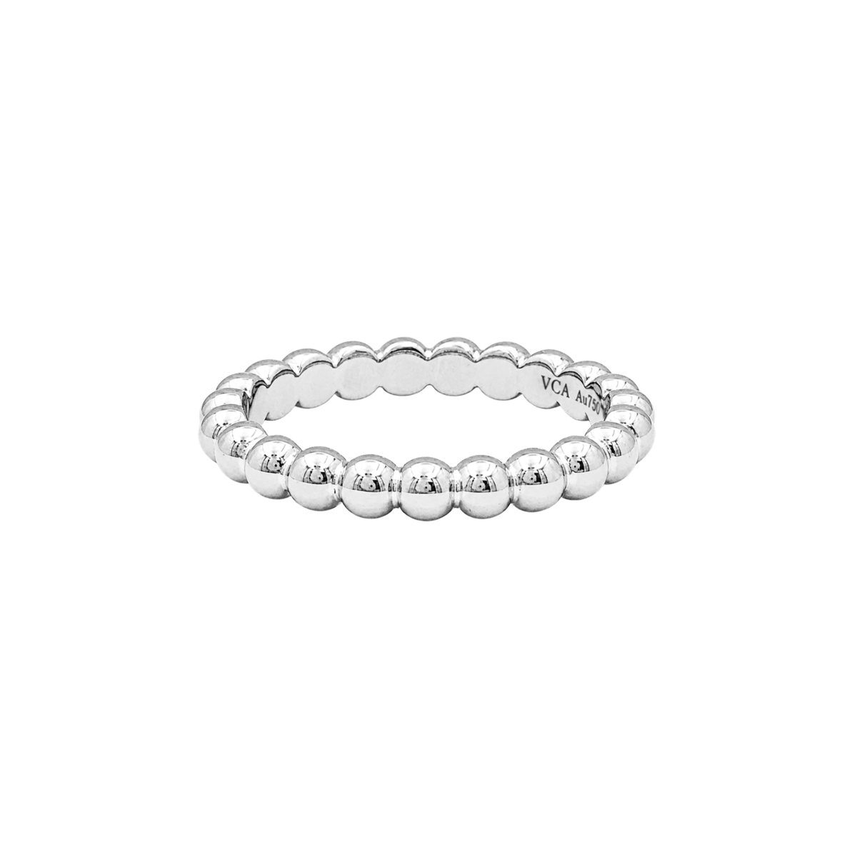 Bague Alliance VAN CLEEF & ARPELS "Perlée" MM en or blanc - Castafiore