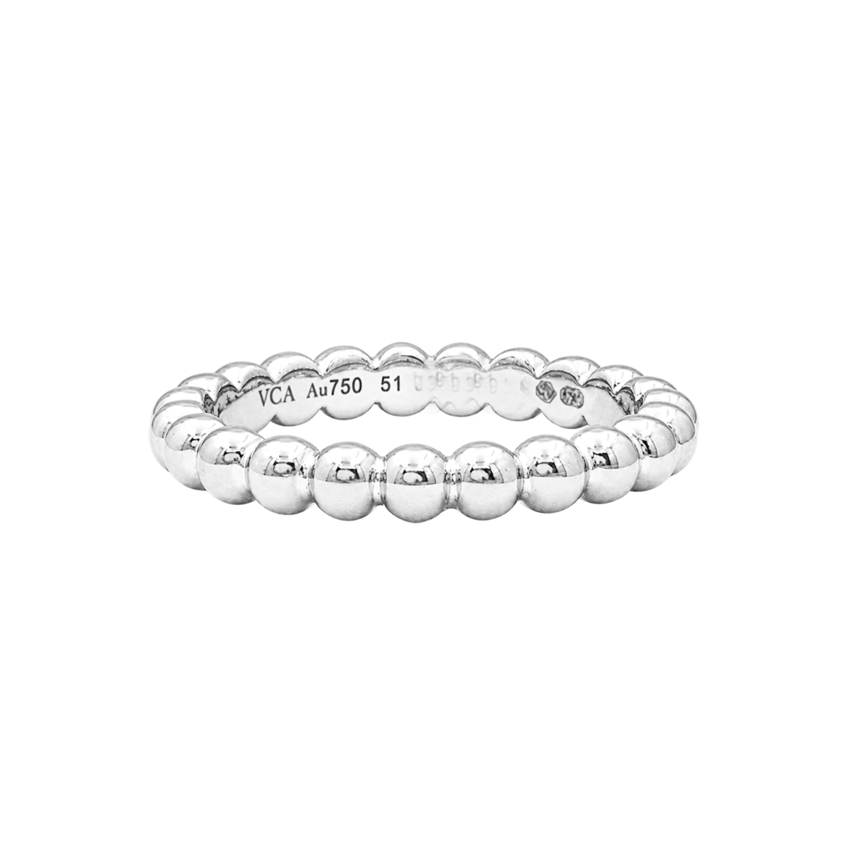 Bague Alliance VAN CLEEF & ARPELS "Perlée" MM en or blanc - Castafiore