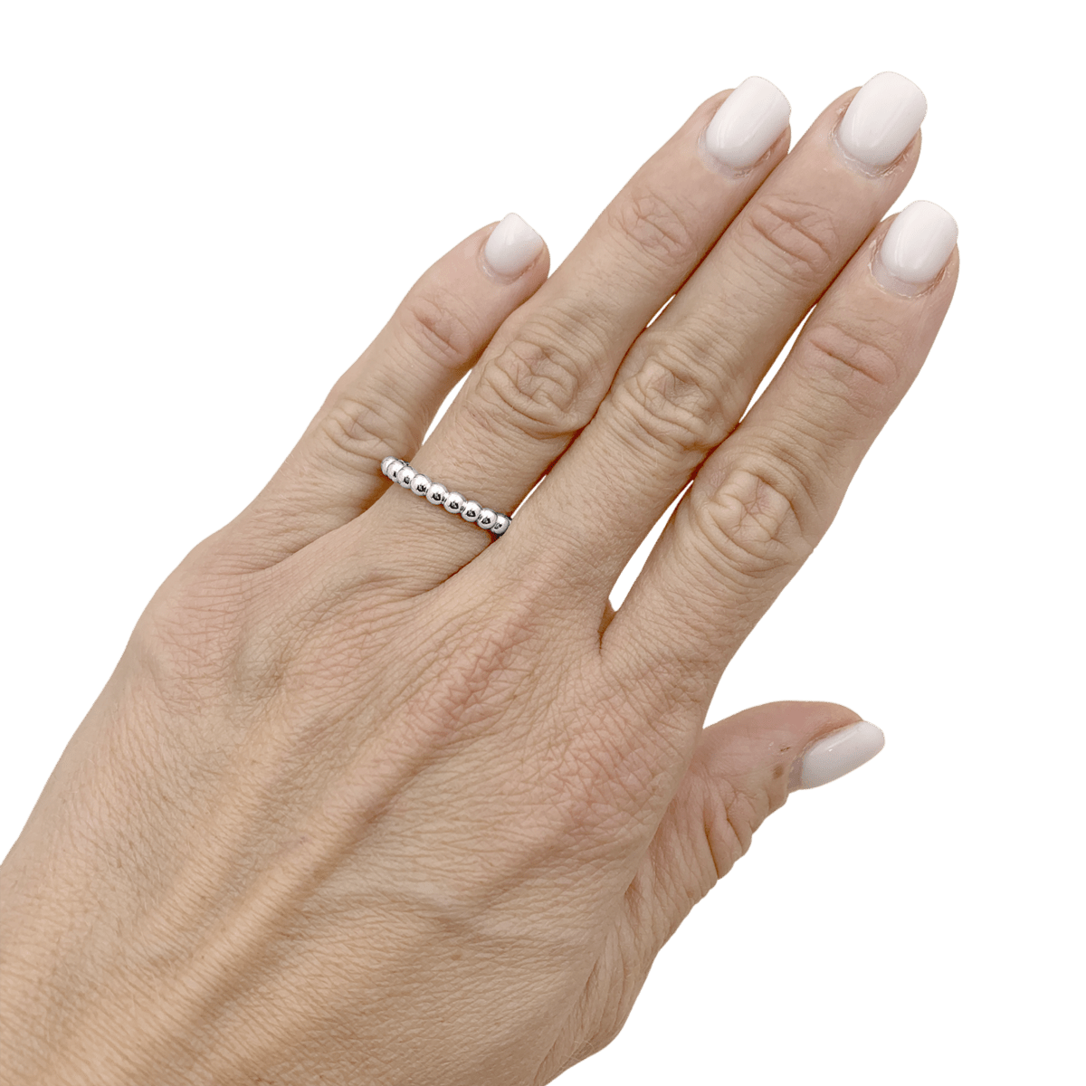 Bague Alliance VAN CLEEF & ARPELS "Perlée" MM en or blanc - Castafiore