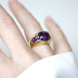 Bague Améthyste gaudrons en or jaune - Castafiore