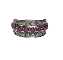 BAGUE AMOVIBLE OR 18K DIAMANTS RUBIS SAPHIRS (T.51) - Castafiore