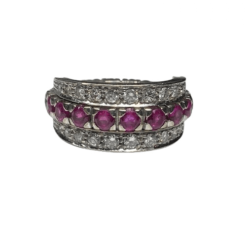 BAGUE AMOVIBLE OR 18K DIAMANTS RUBIS SAPHIRS (T.51) - Castafiore