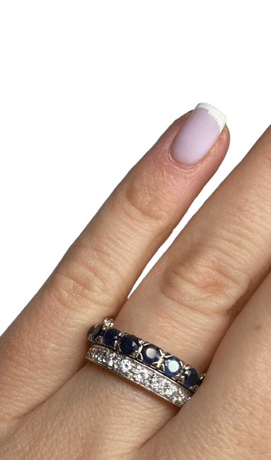 BAGUE AMOVIBLE OR 18K DIAMANTS RUBIS SAPHIRS (T.51) - Castafiore