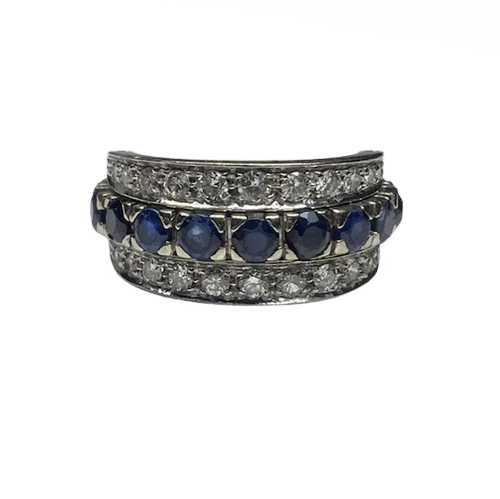 BAGUE AMOVIBLE OR 18K DIAMANTS RUBIS SAPHIRS (T.51) - Castafiore