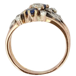 Bague ancienne 3 anneaux saphirs diamants - Castafiore