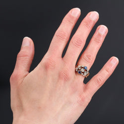 Bague ancienne 3 anneaux saphirs diamants - Castafiore