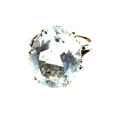 Bague ANCIENNE Aigue - marine en or blanc - Castafiore