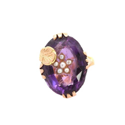 Bague ancienne améthyste et perles fines - Castafiore